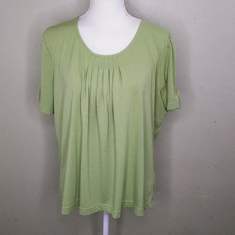 N Touch Olive Green Pleated Front Top PXL
